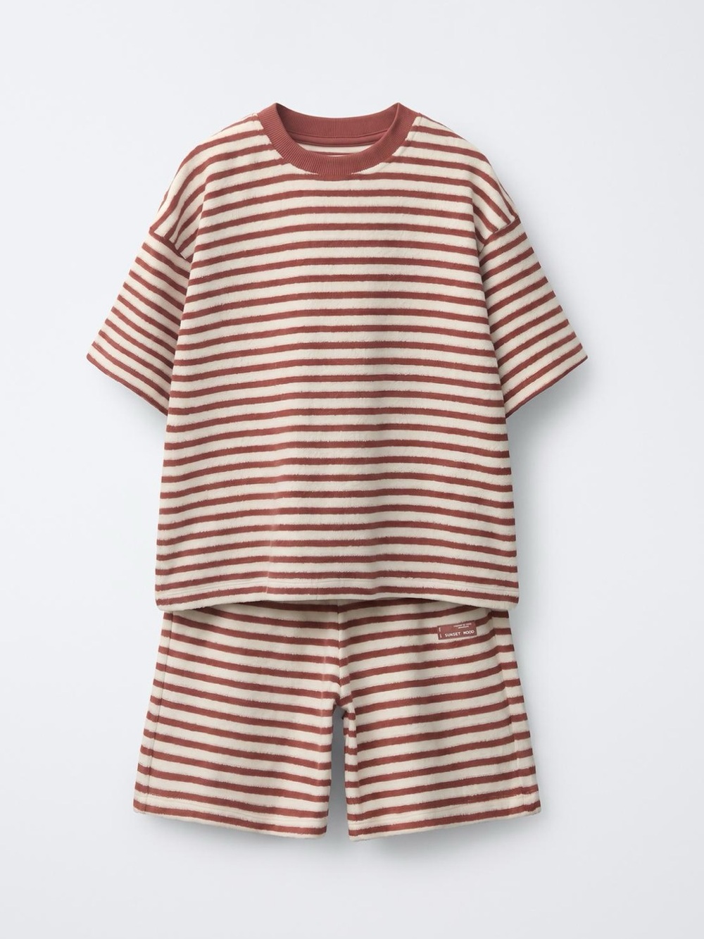 NEW Zara Kids Towel Effect Striped Tshirt and Bermuda Set sz 9/10